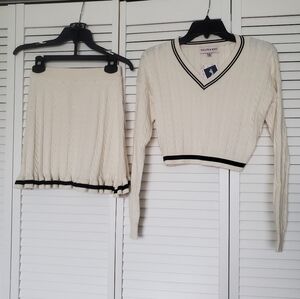 Willow & Wind Cream Sweater And Skirt Set